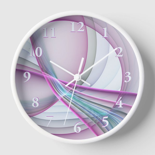 In Motion, Modern Abstract Colourful Fractal Art Clock (Front)