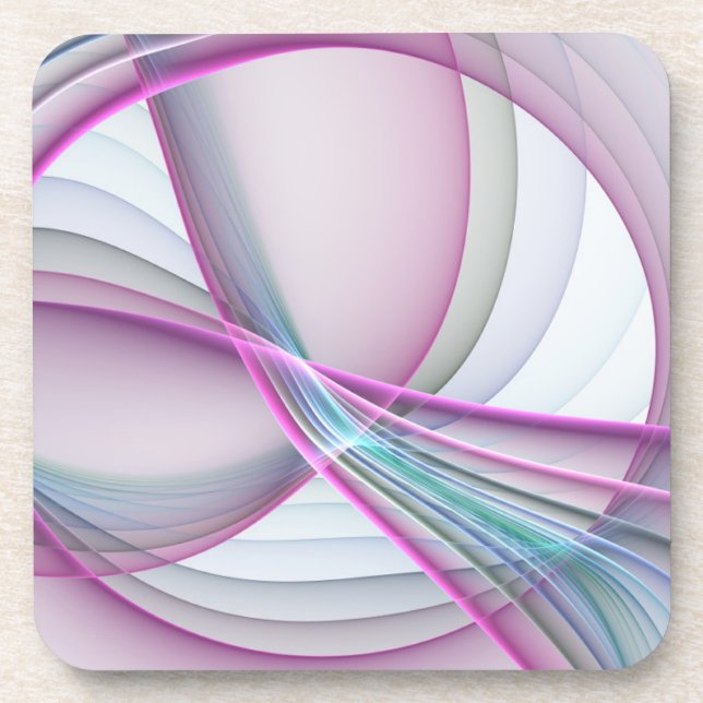 In Motion, Modern Abstract Colourful Fractal Art Coaster (Front)