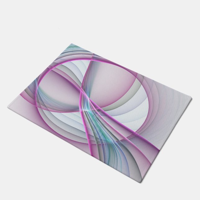 In Motion, Modern Abstract Colourful Fractal Art Doormat (Angled)