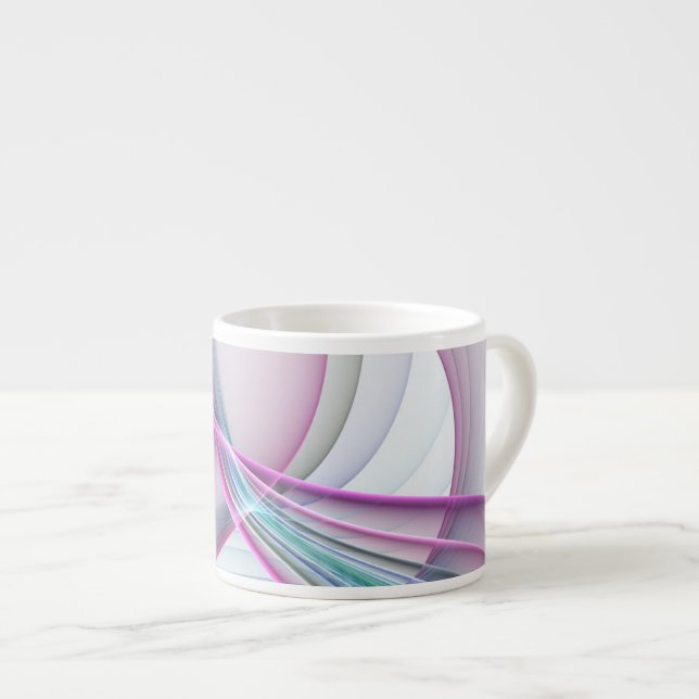 In Motion, Modern Abstract Colourful Fractal Art Espresso Cup (Front Right)