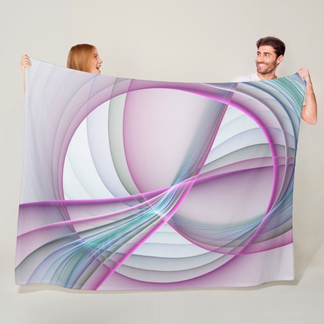 In Motion, Modern Abstract Colourful Fractal Art Fleece Blanket (In Situ)