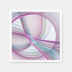In Motion, Modern Abstract Colourful Fractal Art Napkin