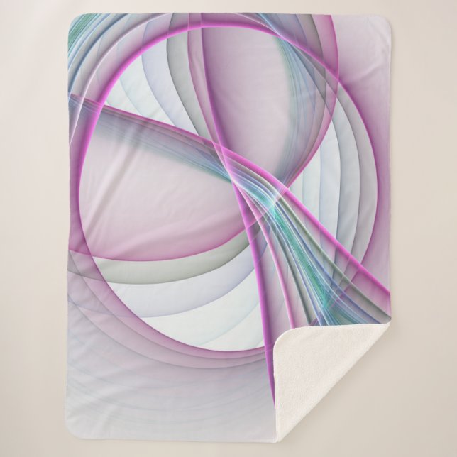 In Motion, Modern Abstract Colourful Fractal Art Sherpa Blanket (Front)