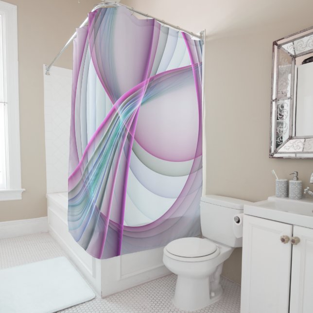 In Motion, Modern Abstract Colourful Fractal Art Shower Curtain (In Situ)