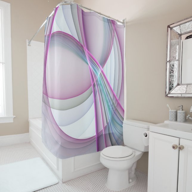 In Motion, Modern Abstract Colourful Fractal Art Shower Curtain (In Situ)