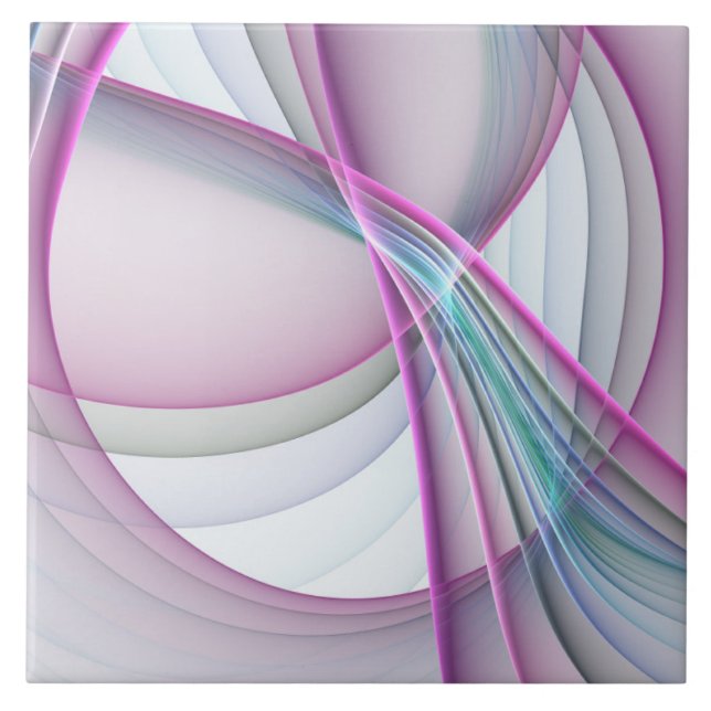 In Motion, Modern Abstract Colourful Fractal Art Tile (Front)