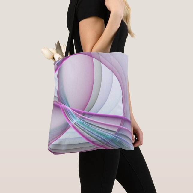 In Motion, Modern Abstract Colourful Fractal Art Tote Bag (Close Up)