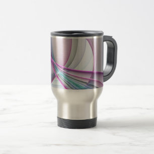 In Motion, Modern Abstract Colourful Fractal Art Travel Mug