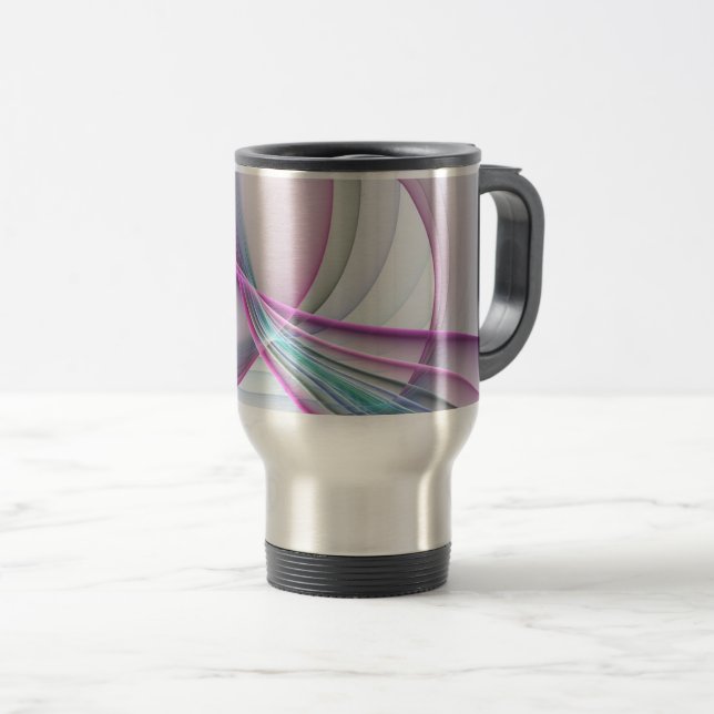 In Motion, Modern Abstract Colourful Fractal Art Travel Mug (Front Right)