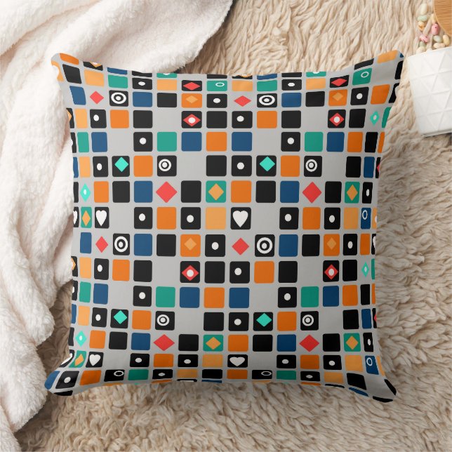 In multi-coloured colours geometric pattern cushion (Blanket)