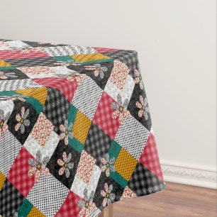 In multicolored colours patchwork rustic pattern tablecloth
