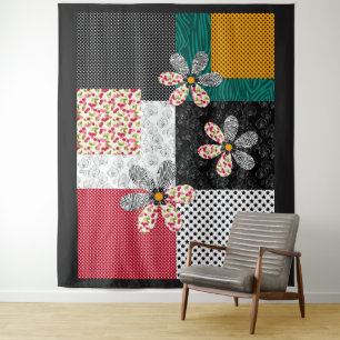 In multicolored colours patchwork rustic pattern tapestry