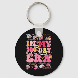 In My 100 Days Of School Era Groovy Retro Student Key Ring