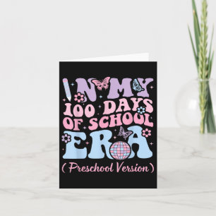 In My 100 Days Of School Era Kids Retro Preschool Card