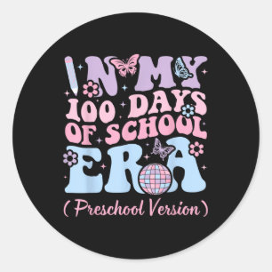 In My 100 Days Of School Era Kids Retro Preschool Classic Round Sticker