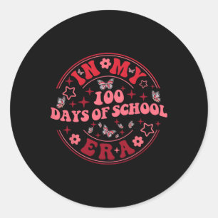 In My 100 Days Of School Era Retro 100th Day Of Sc Classic Round Sticker