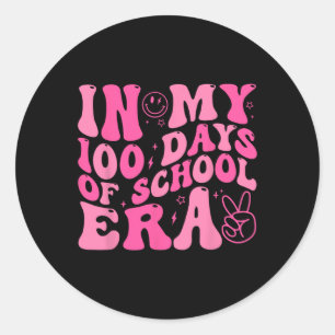 In My 100 Days Of School Era Retro Disco 100th Day Classic Round Sticker