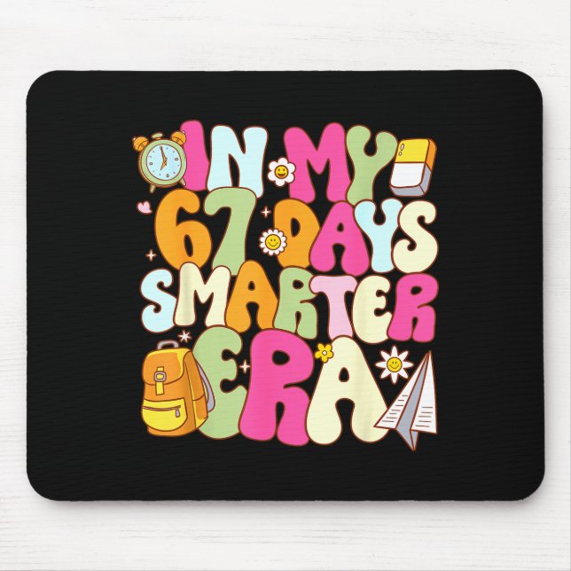 In My 67 Days Smarter Era Groovy 67th Day Of Schoo Mouse Mat (Front)