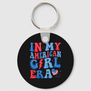 In My American Girl Era Retro 4th Of July Groovy P Key Ring