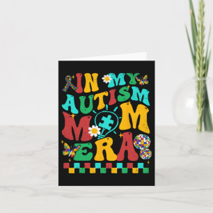 In My Autism Mum Era Groovy Puzzle Piece Retro Mot Card