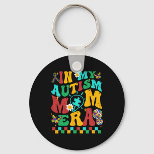 In My Autism Mum Era Groovy Puzzle Piece Retro Mot Key Ring