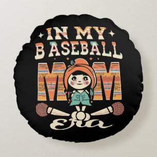 In My Baseball Mum Era Round Cushion
