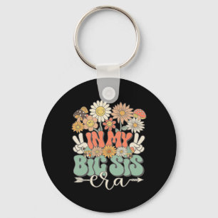 In My Big Sis Era Floral Hippie Groovy Retro Daisy Key Ring