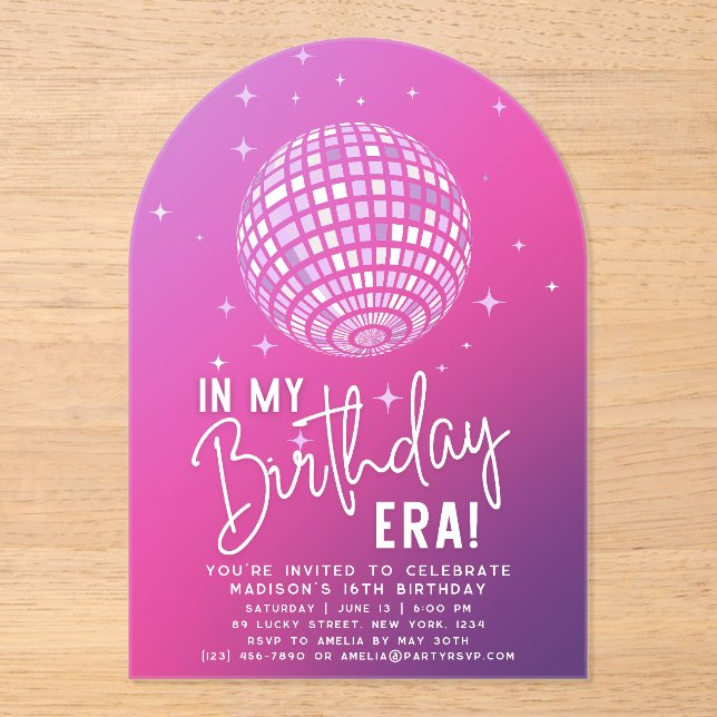 In My Birthday Era, Era Party, Eras Party Acrylic Invitations (Front)