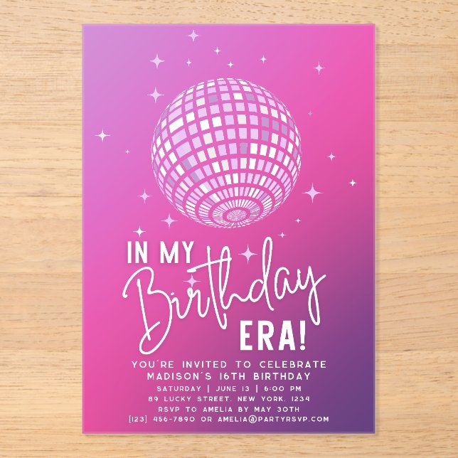 In My Birthday Era, Era Party, Eras Party Acrylic Invitations (Front)