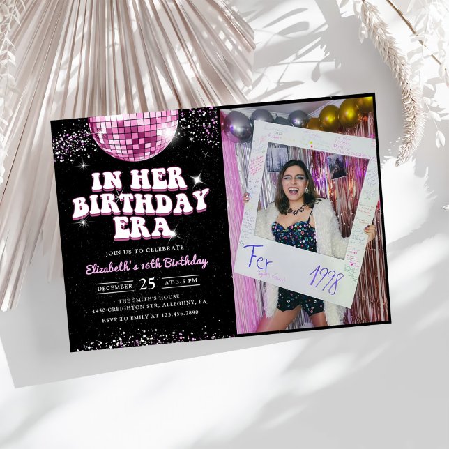In My Birthday Era Pink Purple Birthday Photo Invitation (Creator Uploaded)
