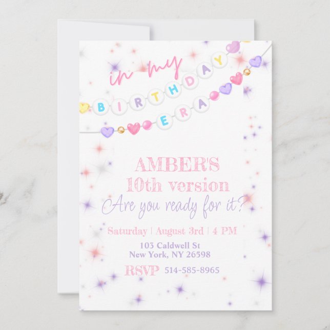 In my birthday Era pink purple Pastel Birthday  Invitation (Front)