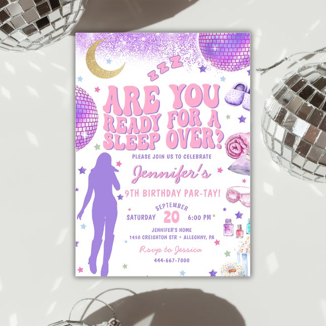 In My Birthday Era Purple Sleepover Birthday Invitation (Creator Uploaded)