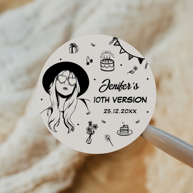 In my birthday Era Retro Birthday Classic Round Sticker (Creator Uploaded)