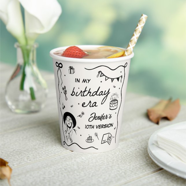 In My Birthday Era Retro Birthday Paper Cups (Insitu)