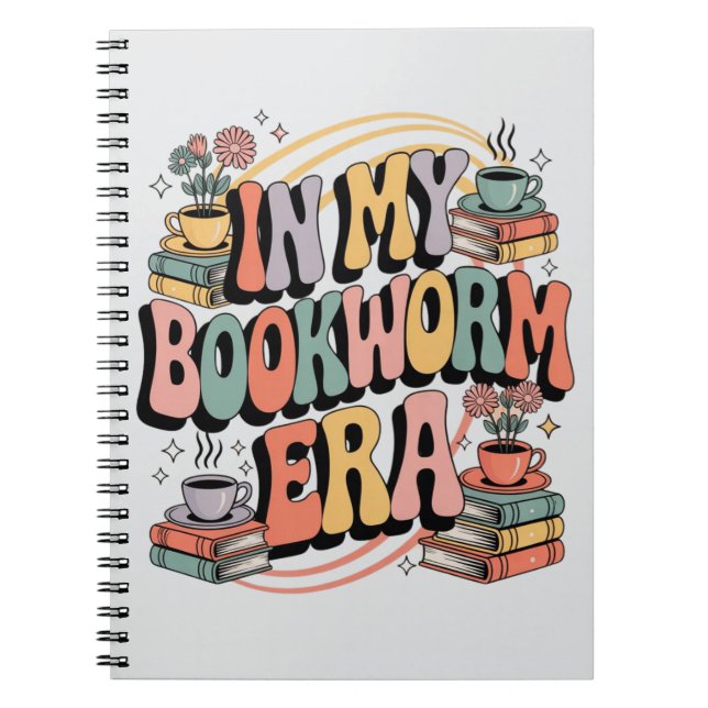 In My Bookworm Era – Retro Groovy 70’s Aesthetic  Notebook (Front)