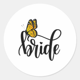 In My Bride-to-be Era Butterfly Bliss And Floral W Classic Round Sticker