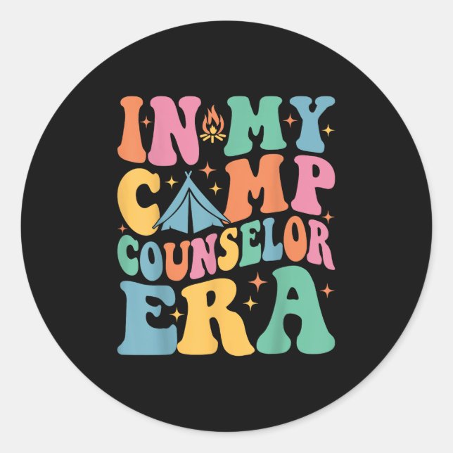 In My Camp Counsellor Era Groovy Summer Camp Couns Classic Round Sticker (Front)