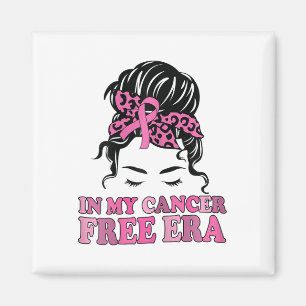 In My Cancer Free Era Messy Bun Breast Cancer Awar Magnet