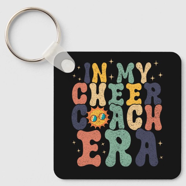 In My Cheer Coach Era Groovy Groovy Cheerleading C Key Ring (Front)