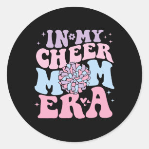 In My Cheer Mum Era Groovy Cheerleading Football M Classic Round Sticker