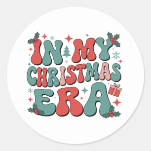In My Christmas Era Cute Groovy Christmas Xmas Classic Round Sticker