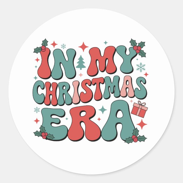 In My Christmas Era Cute Groovy Christmas Xmas Classic Round Sticker (Front)