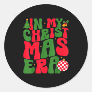 In My Christmas Era Groovy Xmas Matching Christmas Classic Round Sticker
