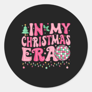 In My Christmas Era Merry Christmas Tree Xmas Cute Classic Round Sticker