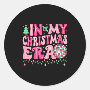 In My Christmas Era Merry Christmas Tree Xmas Cute Classic Round Sticker