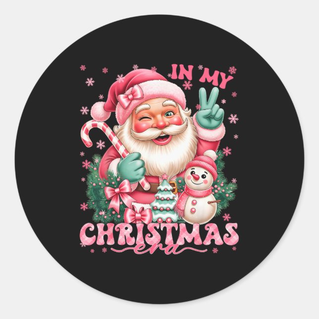 In My Christmas Era Nk Santa Snowman Christmas Xma Classic Round Sticker (Front)