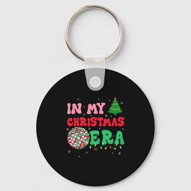 In My Christmas Era Winter Season Holiday Groovy X Key Ring (Front)