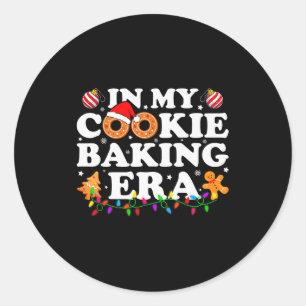 In My Cookie Baking Era Groovy Christmas Tee Famil Classic Round Sticker