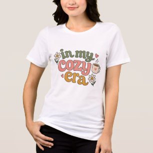 In My Cosy Era Retro Coffee Daisy Cute Aesthetic Tri-Blend Shirt