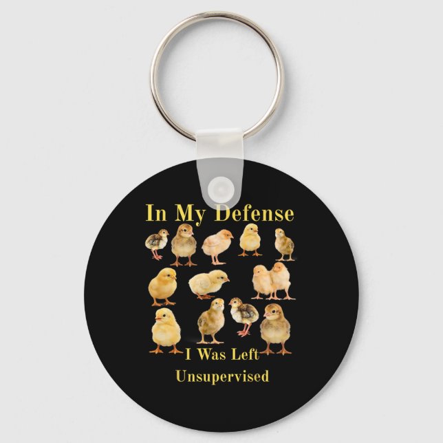 In My Defence I Was Left Unsupervised Chicken Math Key Ring (Front)